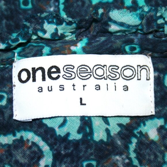 One Season Floral Popover Dress Big Bell Sleeves Large - Picture 6 of 6